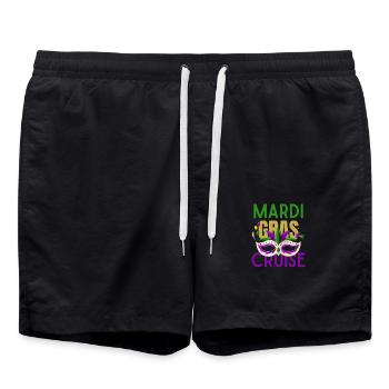 Mardi Gras Cruise 2026 Matching Family Party - Swim Trunks - black - Front - AI Model Male 185 light (185cm)