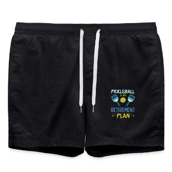 Pickleball ist mein Altersvorsorgeplan Aktiver Ruhestand - Badeshorts - Schwarz - Vorne - AI Model Male 185 light (185cm)