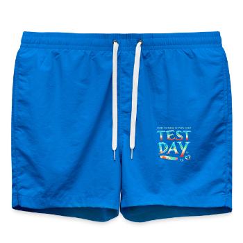 Retro Do Not Stress Do Your Best Test Day Saying - Swim Trunks - cobalt blue - Front