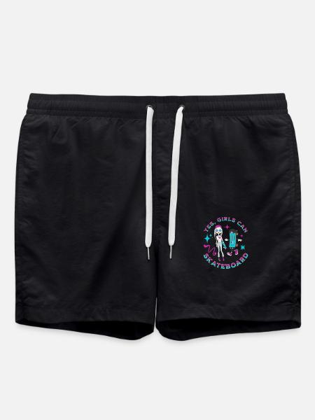 Yes Girls Can Skateboard Skateboarder Skater Femmes - Short de bain - noir