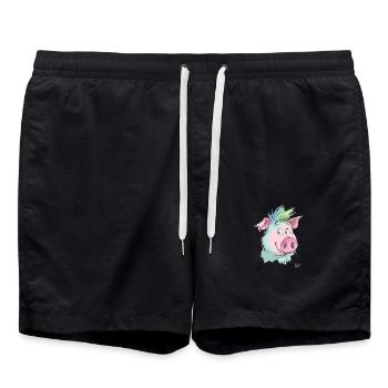 Freundliches Schwein - Badeshorts - Schwarz - Vorne - AI Model Male 185 light (185cm)