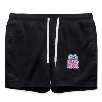 Funny lungs with eyes: Take a deep breath! - Swim Trunks - black - Front - AI Model Male 185 light (185cm)