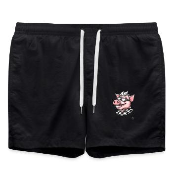 Kariertes Hemd – Opa Schwein - Badeshorts - Schwarz - Vorne - AI Model Male 185 light (185cm)