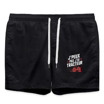 Ich kann pa Ich habe Traktor - Badeshorts - Schwarz - Vorne - AI Model Male 185 light (185cm)