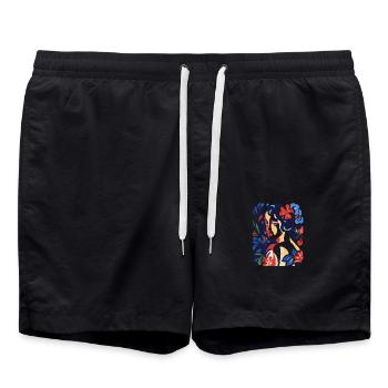 Beauté intemporelle et fleurs - Short de bain - noir - Devant - AI Model Male 185 light (185cm)