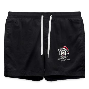 Drôle de chèvre de Noël avec chapeau de Père Noël - Short de bain - noir - Devant - AI Model Male 185 light (185cm)