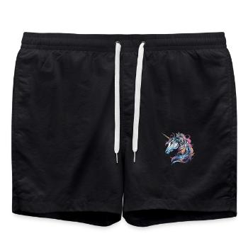Portrait de licorne - Short de bain - noir - Devant - AI Model Male 185 light (185cm)