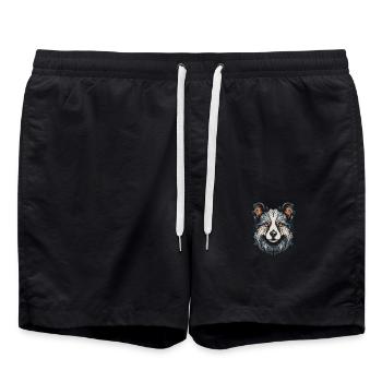Border Collie Dog Portrait - Swim Trunks - black - Front - AI Model Male 185 light (185cm)