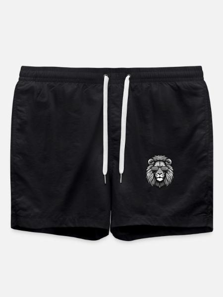 Lion Head Portrait Cool - Swim Trunks - black