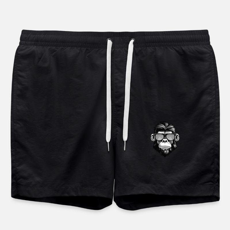 Monkey Head Portrait Cool - Swim Trunks - black