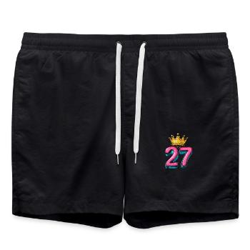 27 Number Jersey Crown - Swim Trunks - black - Front - AI Model Male 185 light (185cm)