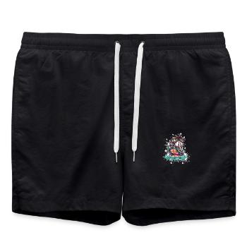 Schildkröte Insel Palme - Badeshorts - Schwarz - Vorne - AI Model Male 185 light (185cm)