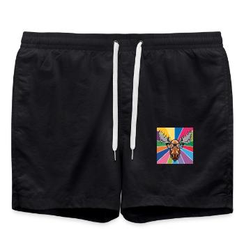 Elch cool in der Brille bunter König des Waldes - Badeshorts - Schwarz - Vorne - AI Model Male 185 light (185cm)