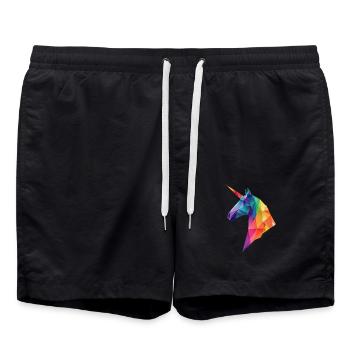 Unicorn Low Poly Art Logo Design Colorful - Swim Trunks - black - Front - AI Model Male 185 light (185cm)
