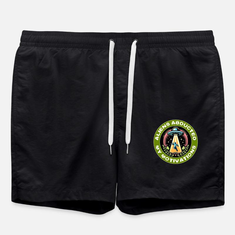 ALIENS ABDUCTED MY MOTIVATIONS - Swim Trunks - black
