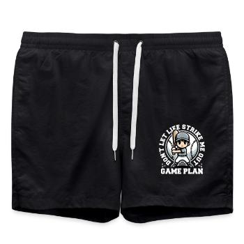 GAME PLAN: DON'T LET LIFE STRIKE ME OUT - Swim Trunks - black - Front - AI Model Male 185 light (185cm)