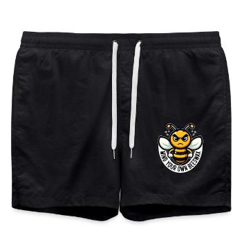 MIND YOUR OWN BEESWAX - Swim Trunks - black - Front - AI Model Male 185 light (185cm)