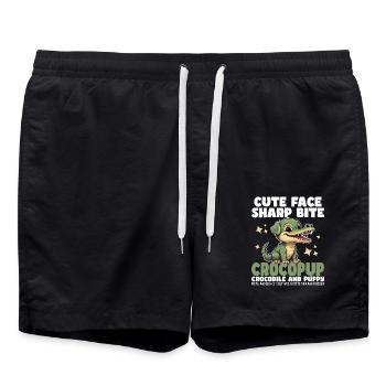 SÜSSES GESICHT SCHARFER BISS - KROKODIL UND WELPE - Badeshorts - Schwarz - Vorne - AI Model Male 185 light (185cm)