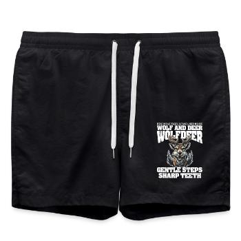 PAS DOUX DENTS ACÉRÉES - LOUP ET CERF - Short de bain - noir - Devant - AI Model Male 185 light (185cm)