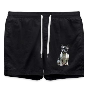 French Bulldog Low Poly Design - Swim Trunks - black - Front - AI Model Male 185 light (185cm)