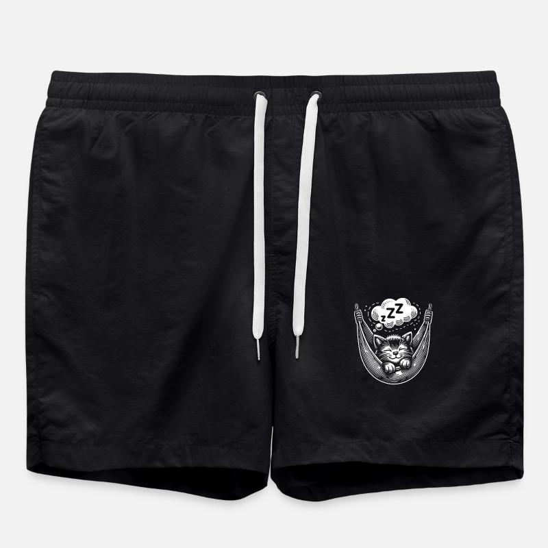 Cute sleeping kitten - Swim Trunks - black