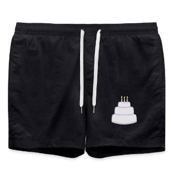 Geburtstagstorte - Badeshorts - Schwarz - Vorne - AI Model Male 185 light (185cm)