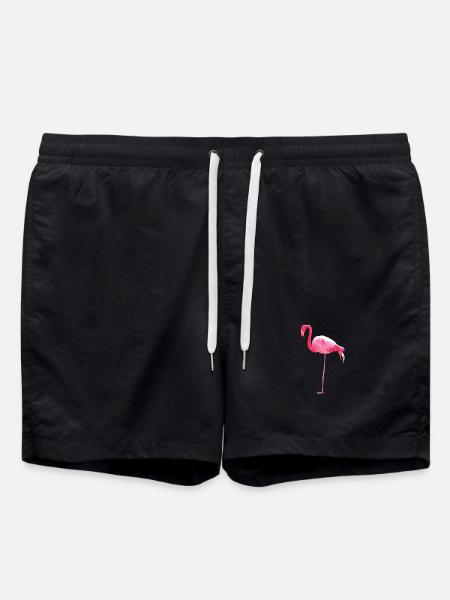 Pink Flamingo - Swim Trunks - black
