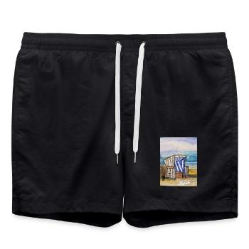 Vacances au rez-de-chaussée I Mer du Nord I Sylt I Chaise de plage I Mer - Short de bain - noir - Devant - AI Model Male 185 light (185cm)