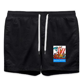 EC Animals I Save the animals. I planetcontest - Swim Trunks - black - Front - AI Model Male 185 light (185cm)