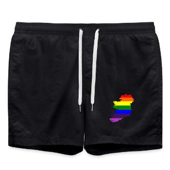 Gay Pride Ireland Irish Rainbow Flag - Swim Trunks - black - Front - AI Model Male 185 light (185cm)