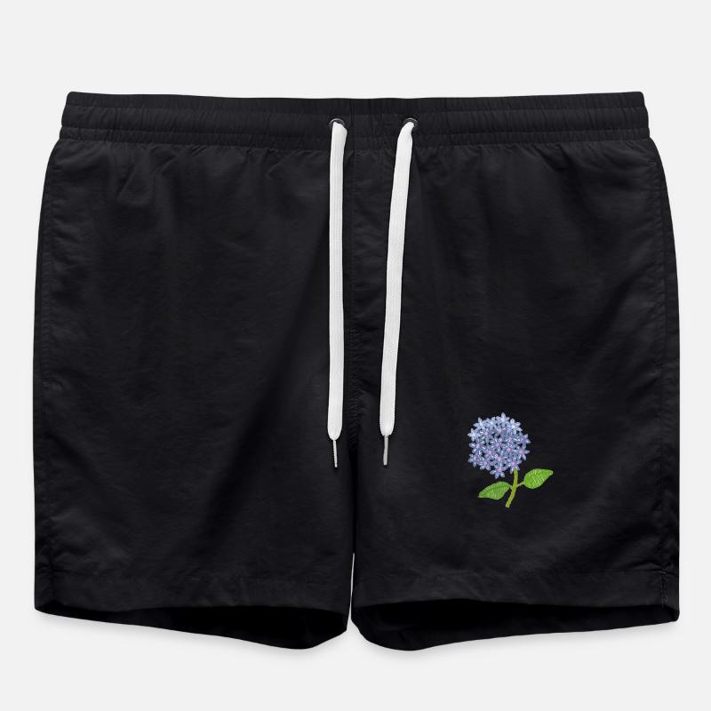 embroidered hydrangea - Swim Trunks - black