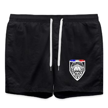 Policier - Short de bain - noir - Devant - AI Model Male 185 light (185cm)