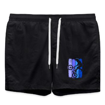 | rétro Bmx Bmx Bike Rider Bleu | Vélo Bmx - Short de bain - noir - Devant - AI Model Male 185 light (185cm)
