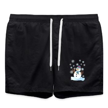 snowman and snowflakes cool christmas - Swim Trunks - black - Front - AI Model Male 185 light (185cm)