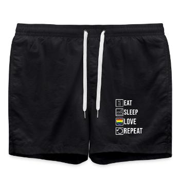 Déclaration LGBT Heart Love Lesbienne Transgenre - Short de bain - noir - Devant - AI Model Male 185 light (185cm)
