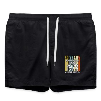 1973 vintage birthday present - Swim Trunks - black - Front - AI Model Male 185 light (185cm)