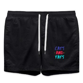 Katzen und farbige Fette - Badeshorts - Schwarz - Vorne - AI Model Male 185 light (185cm)