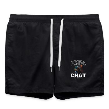 Chat neon lunettes arcenciel - Short de bain - noir - Devant - AI Model Male 185 light (185cm)