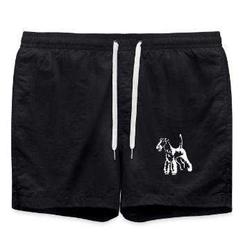 Foxterrier "Black Edition" - Badeshorts - Schwarz - Vorne - AI Model Male 185 light (185cm)