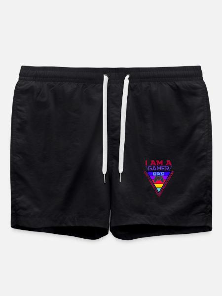 Gamer Dad Triangle Pride - Swim Trunks - black
