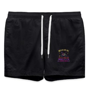 Neon-Gaming-Motto: Spiel und spiel tot - Badeshorts - Schwarz - Vorne - AI Model Male 185 light (185cm)