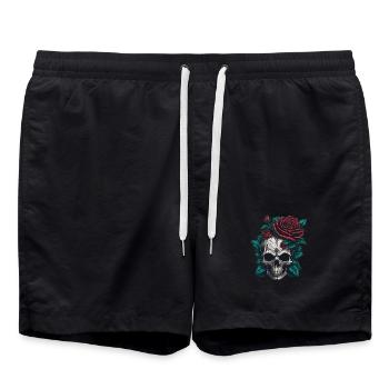 Crâne avec des roses - Short de bain - noir - Devant - AI Model Male 185 light (185cm)