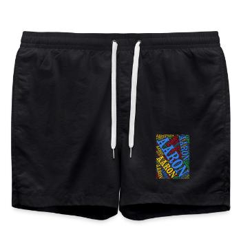 Aaron T-Shirt Word Cloud Geschenk-T-Shirt - Badeshorts - Schwarz - Vorne - AI Model Male 185 light (185cm)