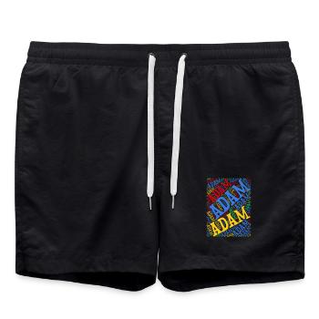 Adam t-shirt word cloud t-shirt gift idea - Swim Trunks - black - Front - AI Model Male 185 light (185cm)