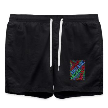 Adelaide t-shirt t-shirt word cloud gift idea - Swim Trunks - black - Front - AI Model Male 185 light (185cm)