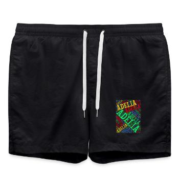 Adelia word cloud t-shirt t-shirt gift idea - Swim Trunks - black - Front - AI Model Male 185 light (185cm)