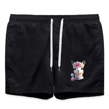 sweet llama - Swim Trunks - black - Front - AI Model Male 185 light (185cm)