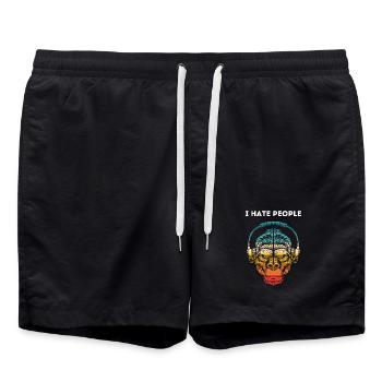 Gorilla Kopfhörer Regenbogen - Badeshorts - Schwarz - Vorne - AI Model Male 185 light (185cm)