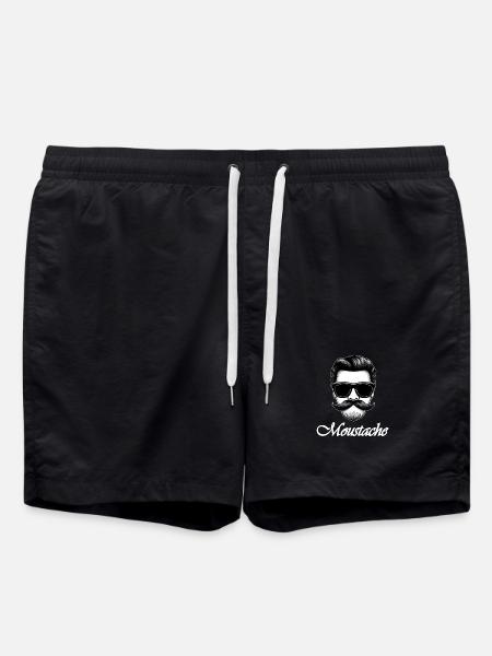 Moustache white - Swim Trunks - black