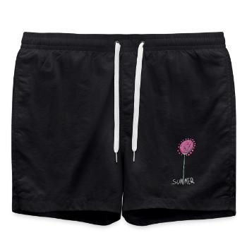 Abstrakte Sommerkristall Blumenillustration - Badeshorts - Schwarz - Vorne - AI Model Male 185 light (185cm)